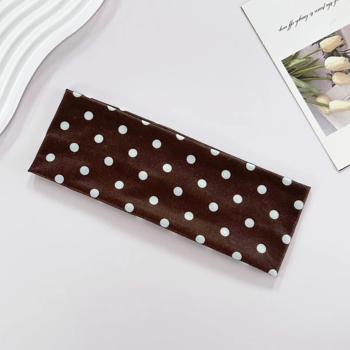 Polka Dot and Button Style Fabric Headband for Hair Styling