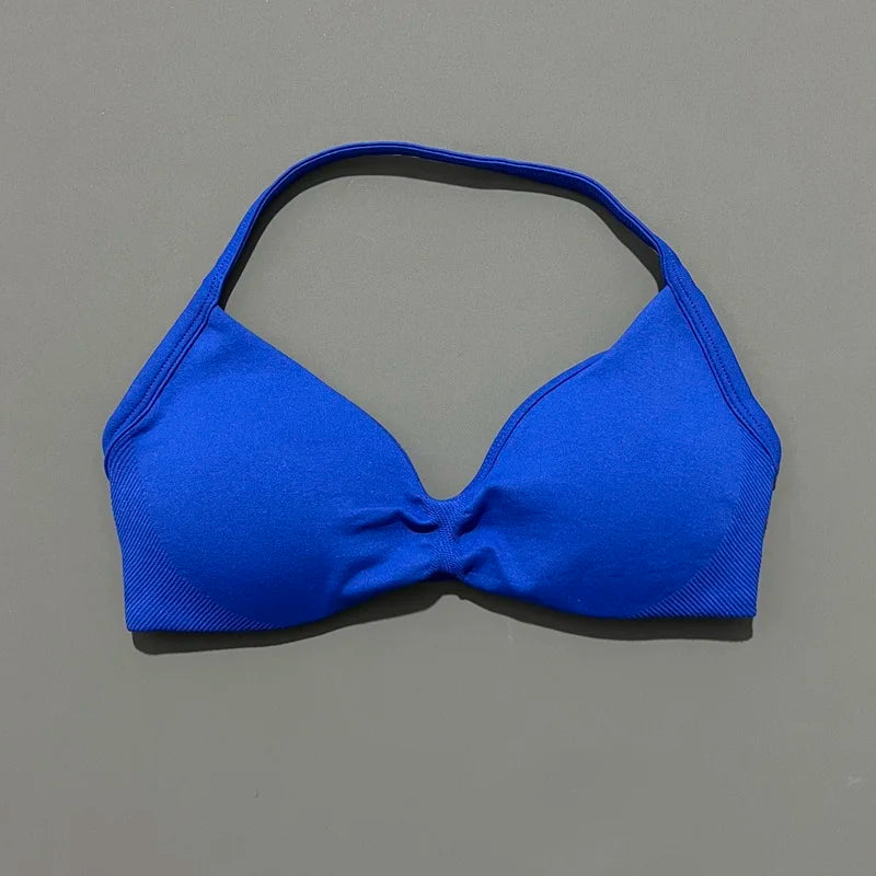 Women's Ruched Halter Neck Sports Bra