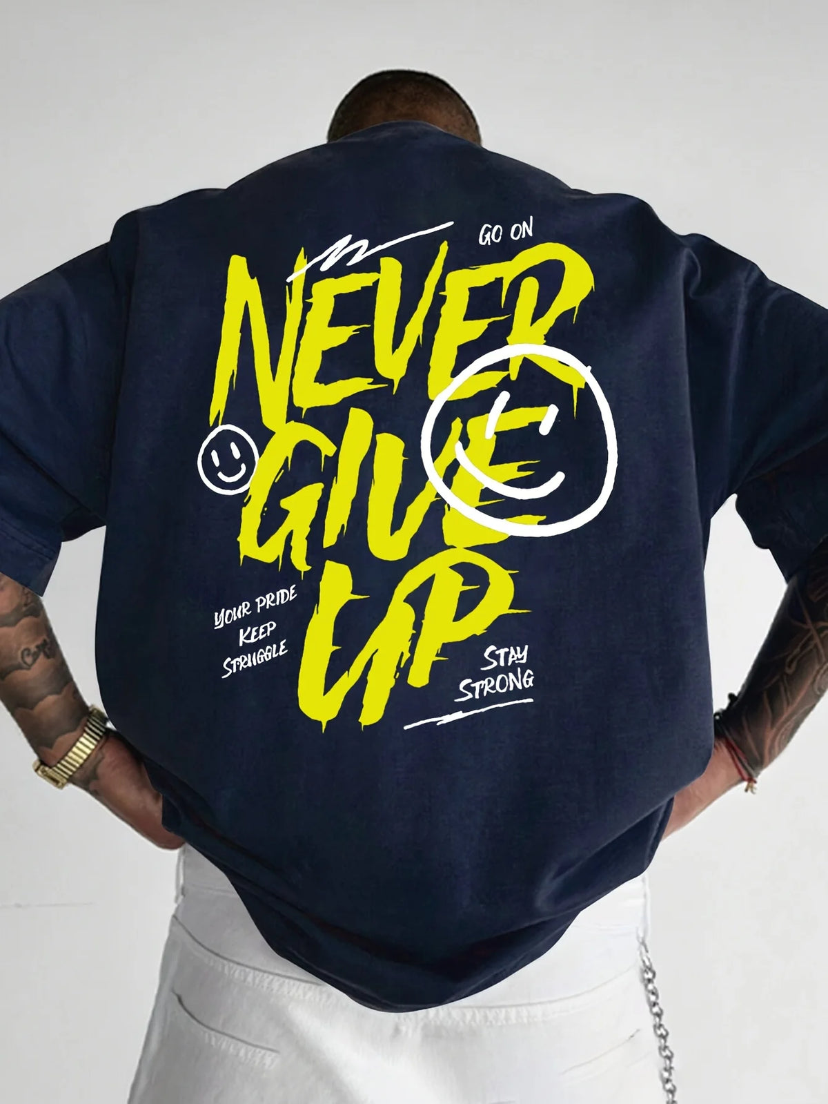 Never Give Up Cotton Short-Sleeve Graphic T-Shirt