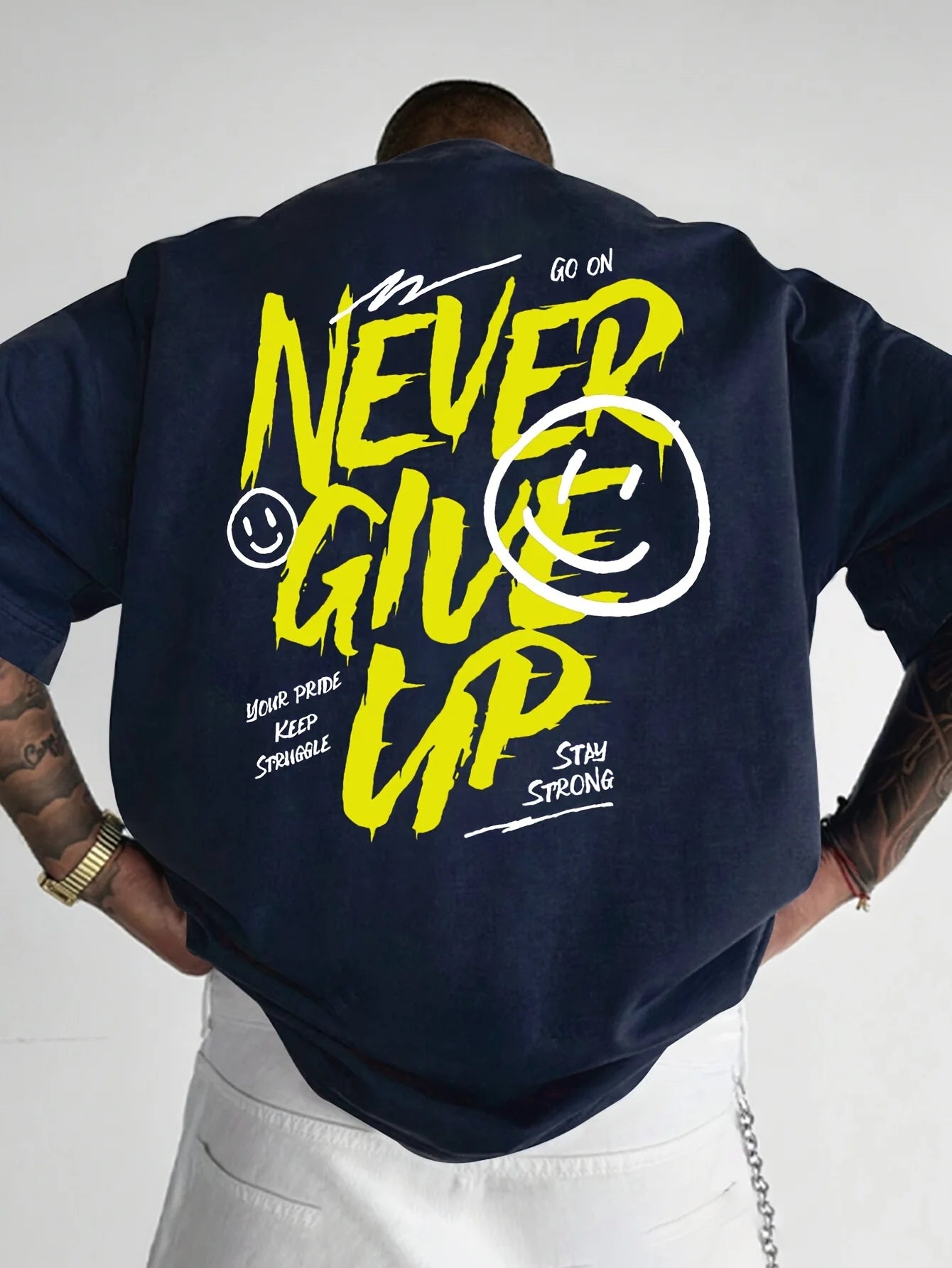 Never Give Up Cotton Short-Sleeve Graphic T-Shirt