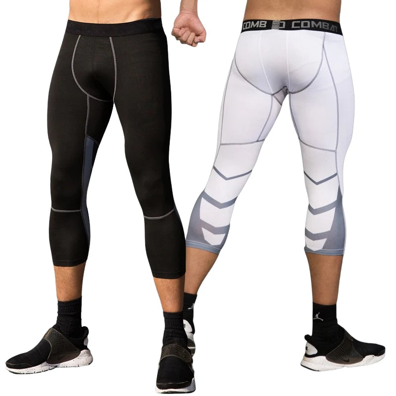 Men's Cropped Training Leggings for Gym and Running