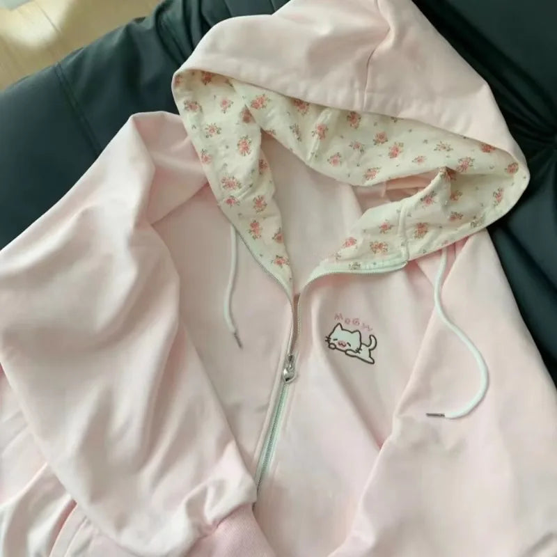 Long Sleeve Full Zip Casual Hooded Sweatshirt for Layering
