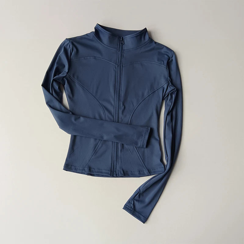 Stand Collar Long Sleeve Full Zip Yoga Training Jacket