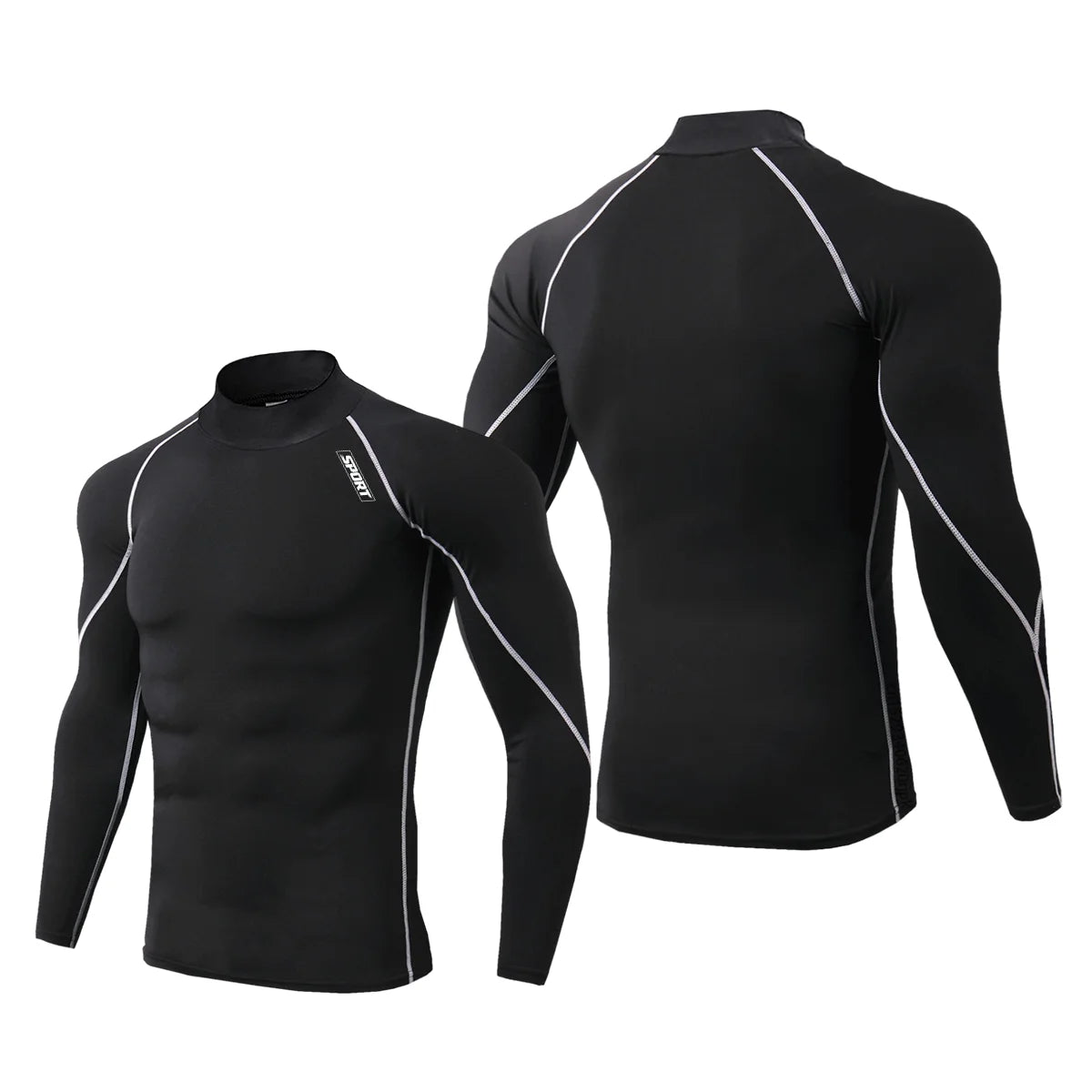 Mock Neck Compression Long Sleeve Rash Guard For Sports Outfits