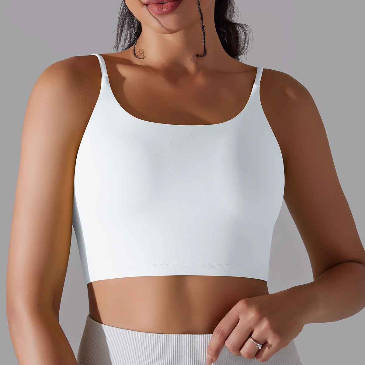 Women's Nylon Blend Sports Bra with Double Back Straps and Padding