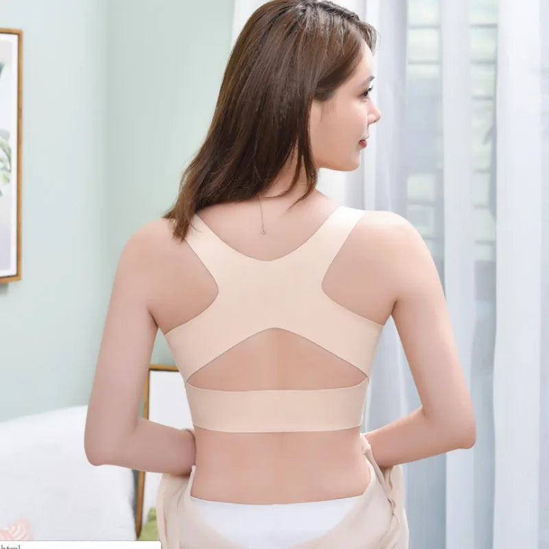 Women's Front Clasp Bra with Wide Crossover Back Straps