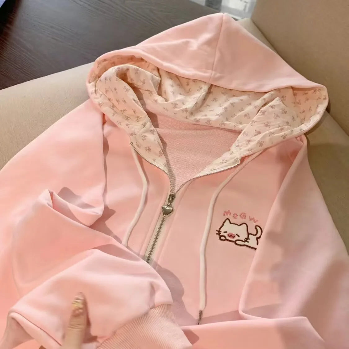 Long Sleeve Full Zip Casual Hooded Sweatshirt for Layering