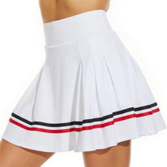 Plated Stripes Women Sports Pants Skirt High Waist Breathable Running Exercise Short Skirt Quick Dry Tennis Skirt