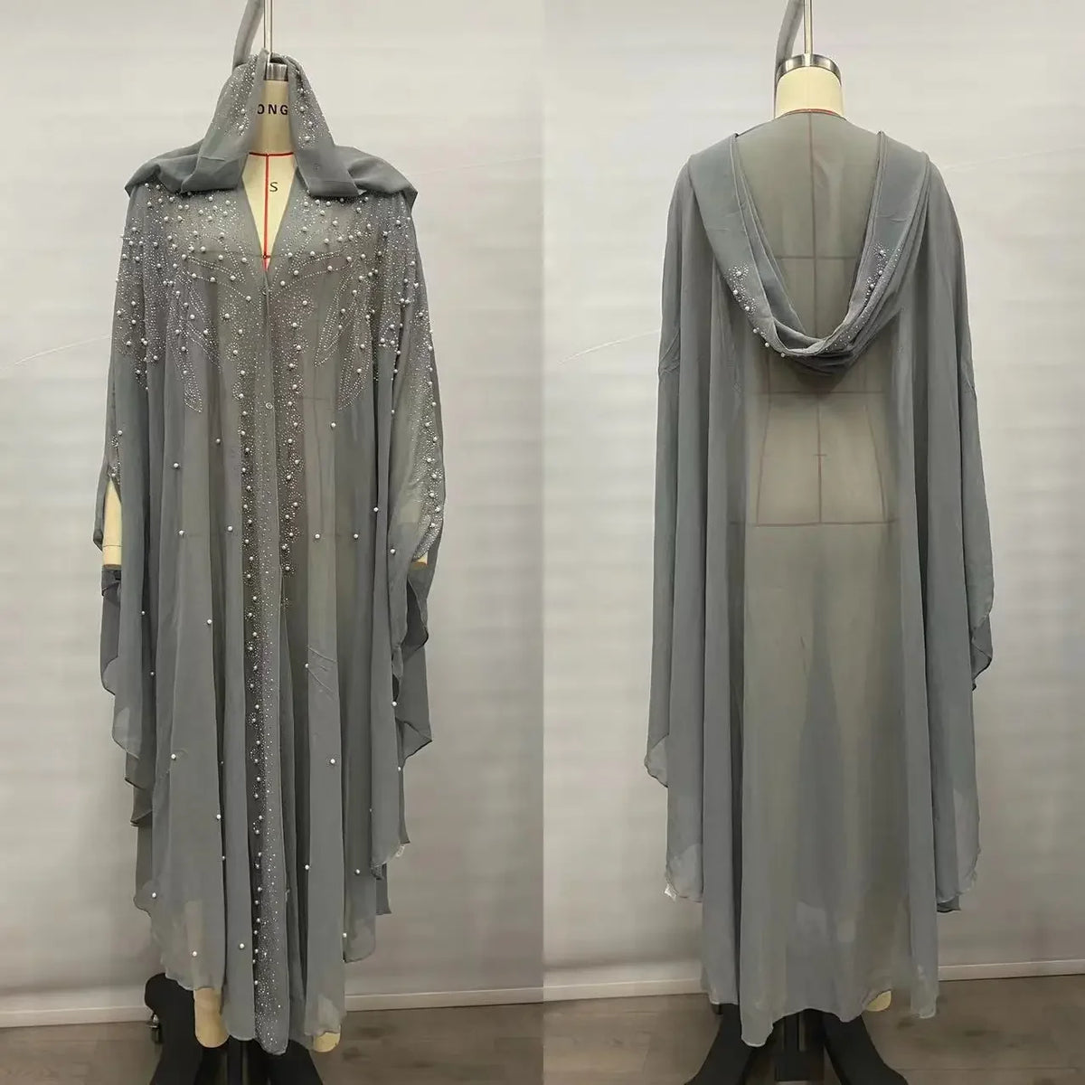 Embellished Sheer Hooded Cape for Layering over Outfits