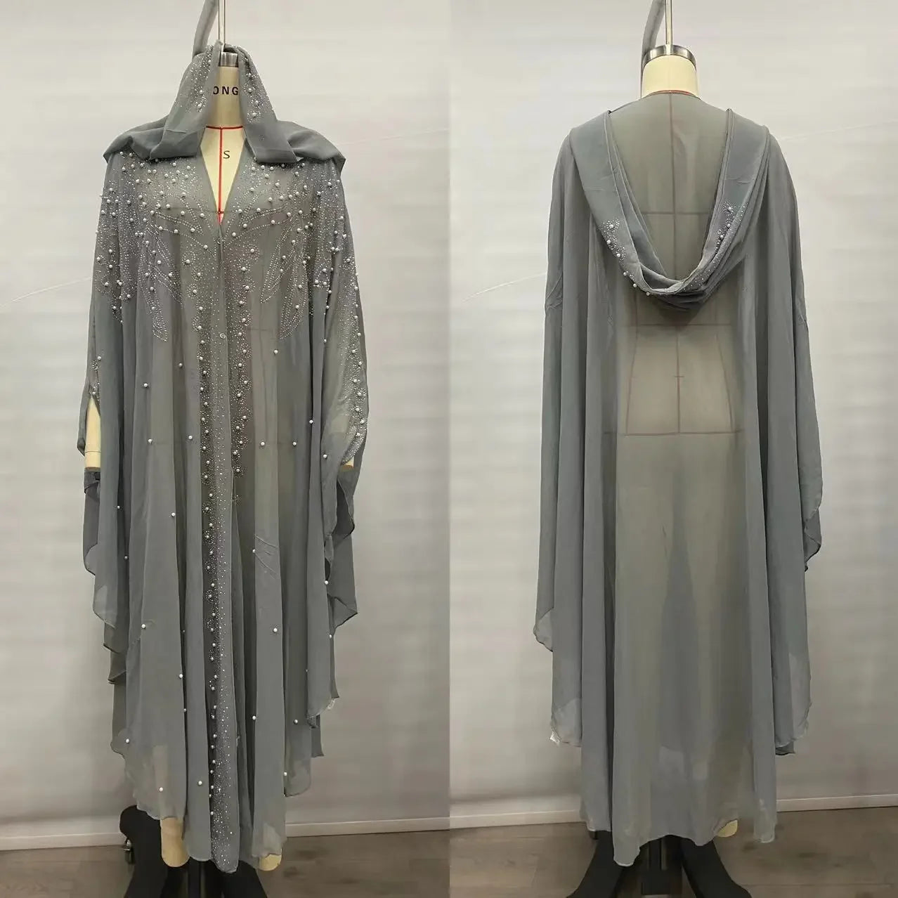 Embellished Sheer Hooded Cape for Layering over Outfits