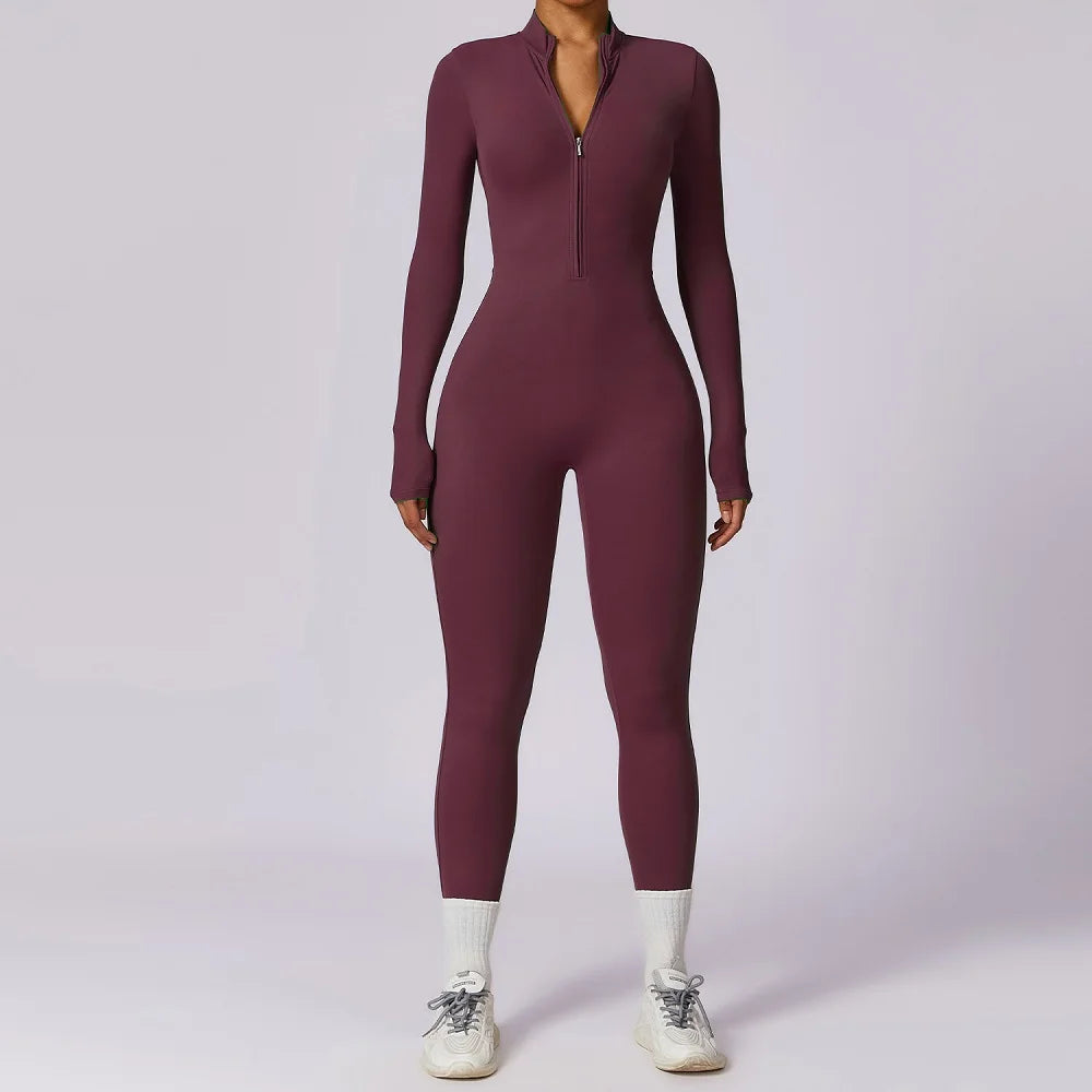 Women's Zip-Front Short-Sleeve Workout Romper