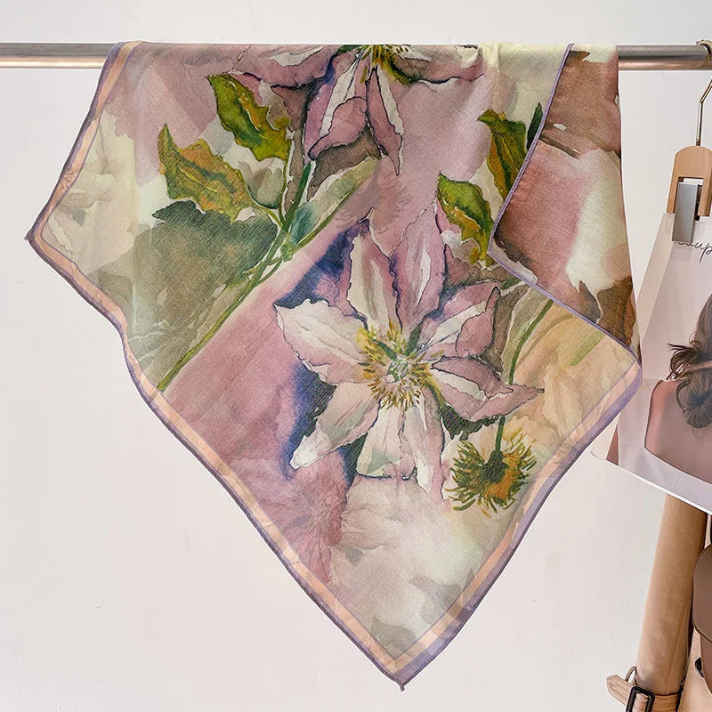 Printed Square Scarf with Polka Dot Pattern Options