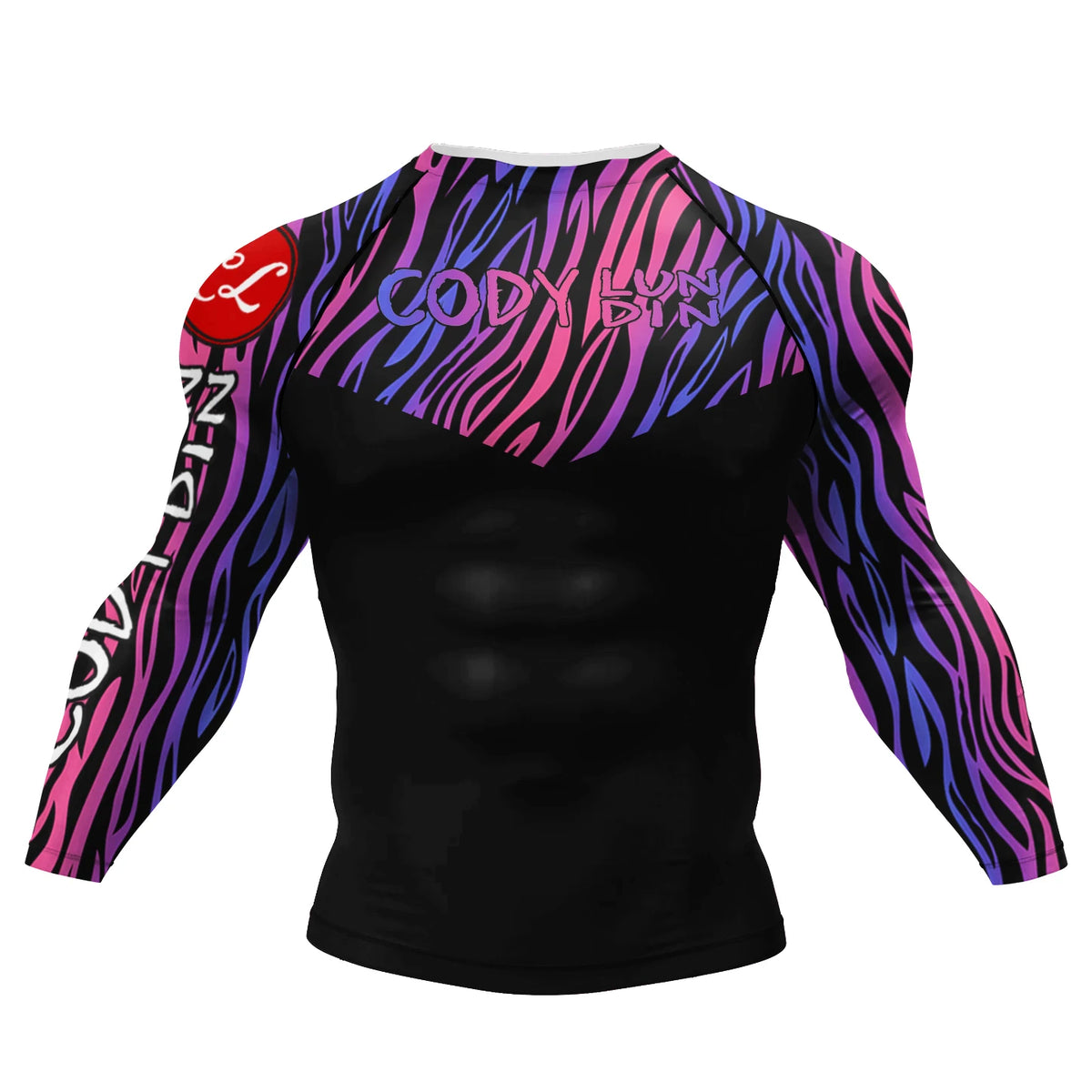 Graphic Long Sleeve Fitted Rash Guard for Training Wear