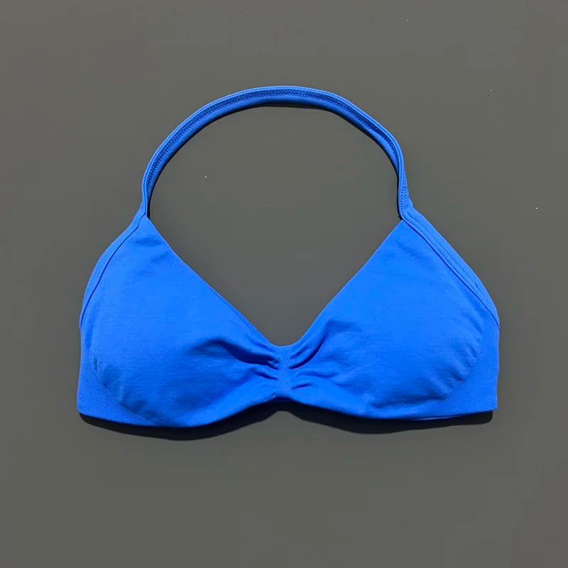 Women's Ruched Halter Neck Sports Bra
