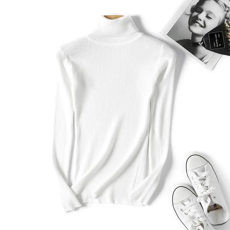 Women's Ribbed Mock Neck Long Sleeve Sweater Casual Knit Layer