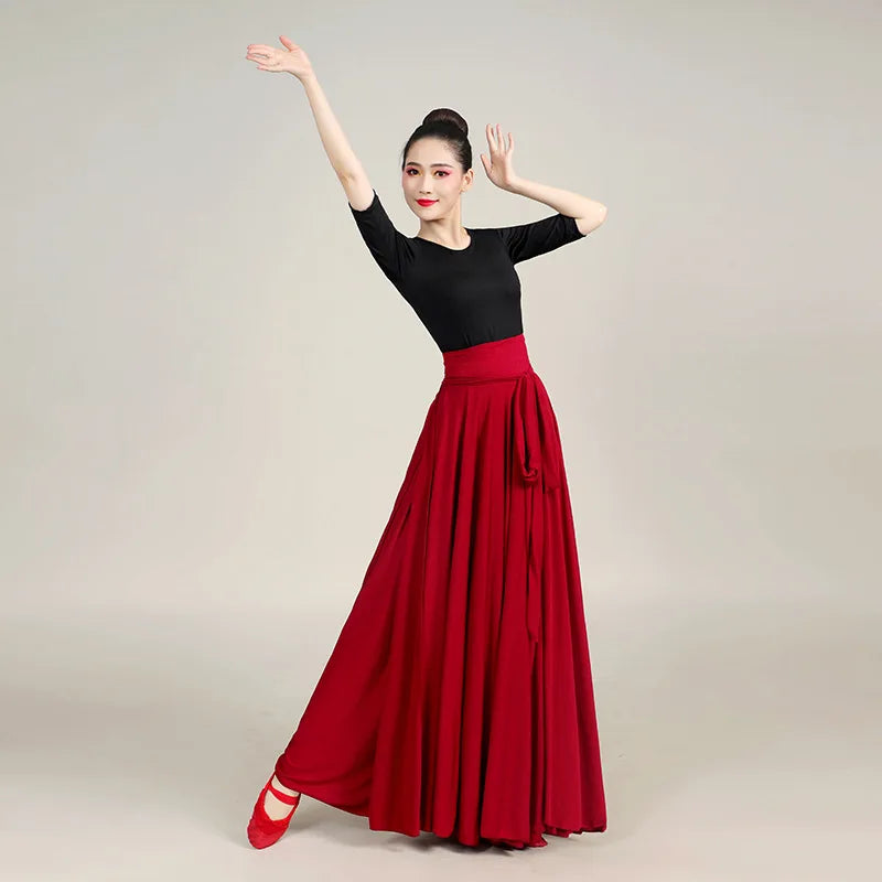 Women's Long Swing Dance Skirt for Flamenco and Belly Dance