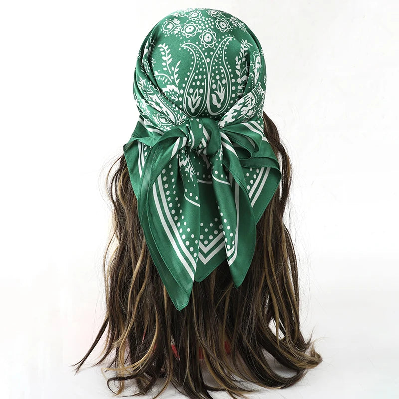 Floral Print Square Scarf for Head and Neck Styling