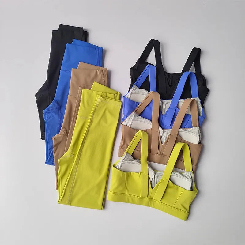 Women's Sports Bra and High Waist Leggings Set