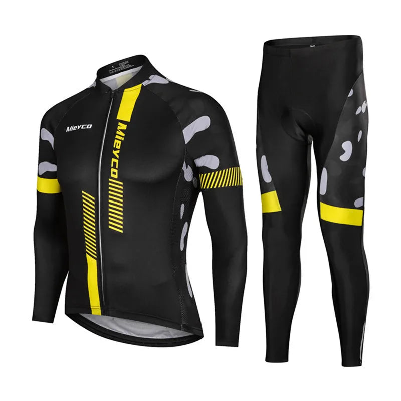 Men Long Sleeve Cycling Jersey Set MTB Road Bike Breathable Outdoor Cycling Suit