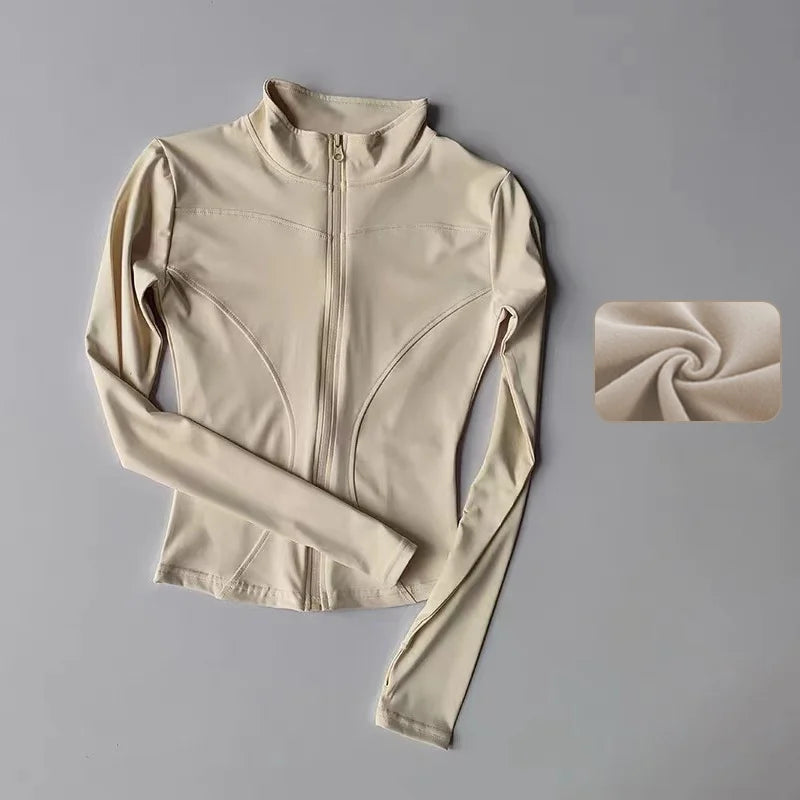 Stand Collar Long Sleeve Full Zip Yoga Training Jacket