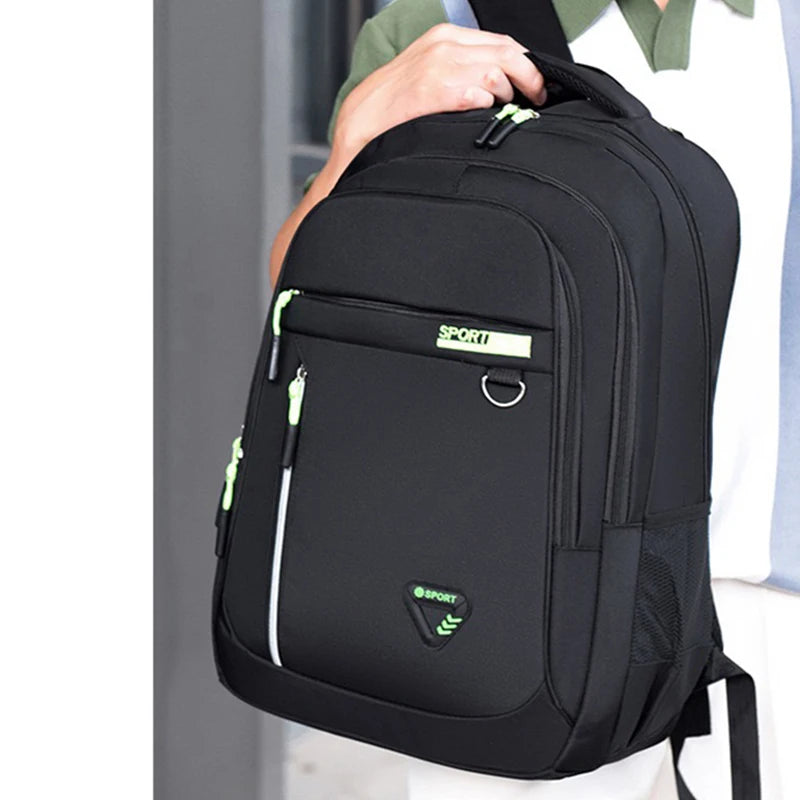 Multi-Layer Commuter Backpack with Front Zippers and Contrast Colour Details
