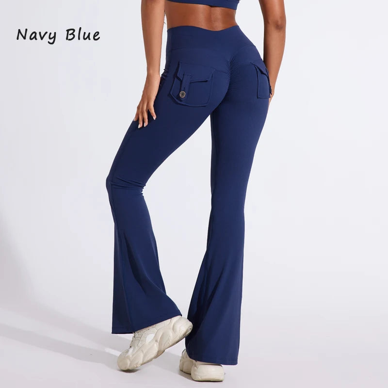 Women's Back Pocket Flared Leggings For Workout Outfits