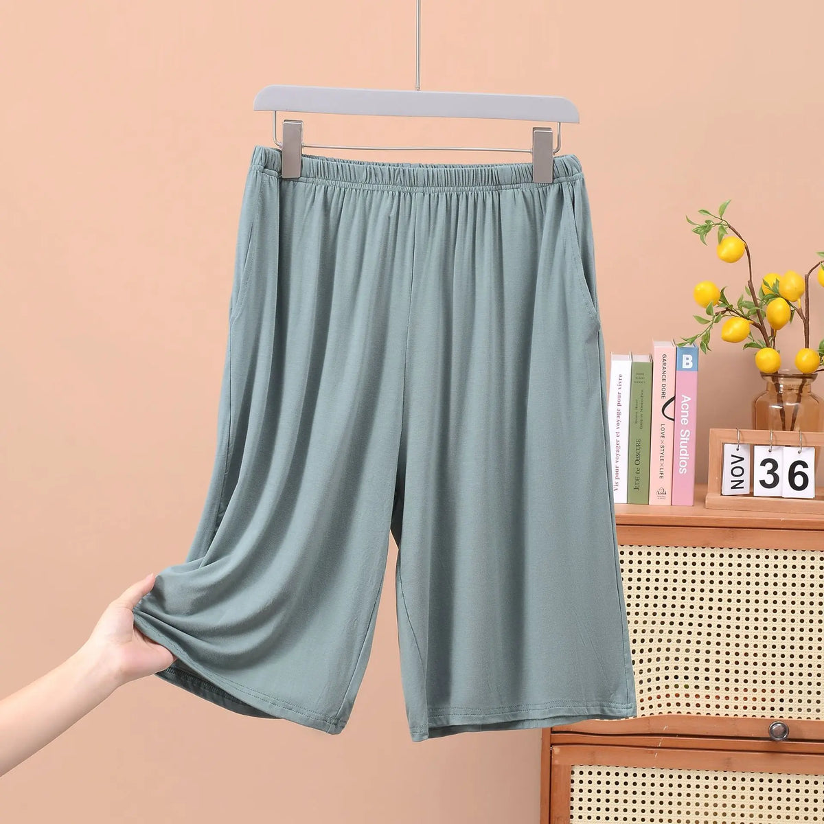 Men's Solid Elastic Waist Modal Lounge Shorts for Home Wear