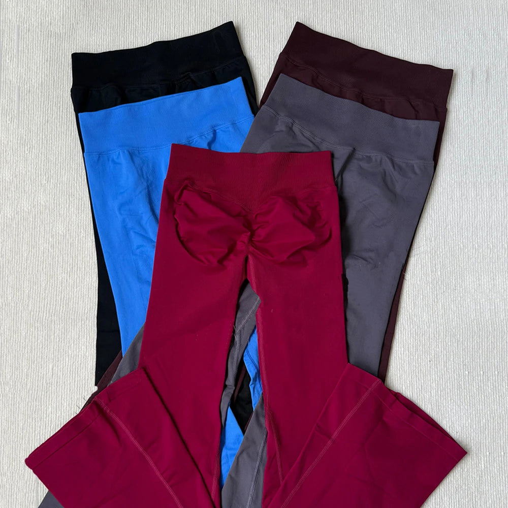 Women's Tee And Flared Bottoms Yoga Set For Workout Outfits