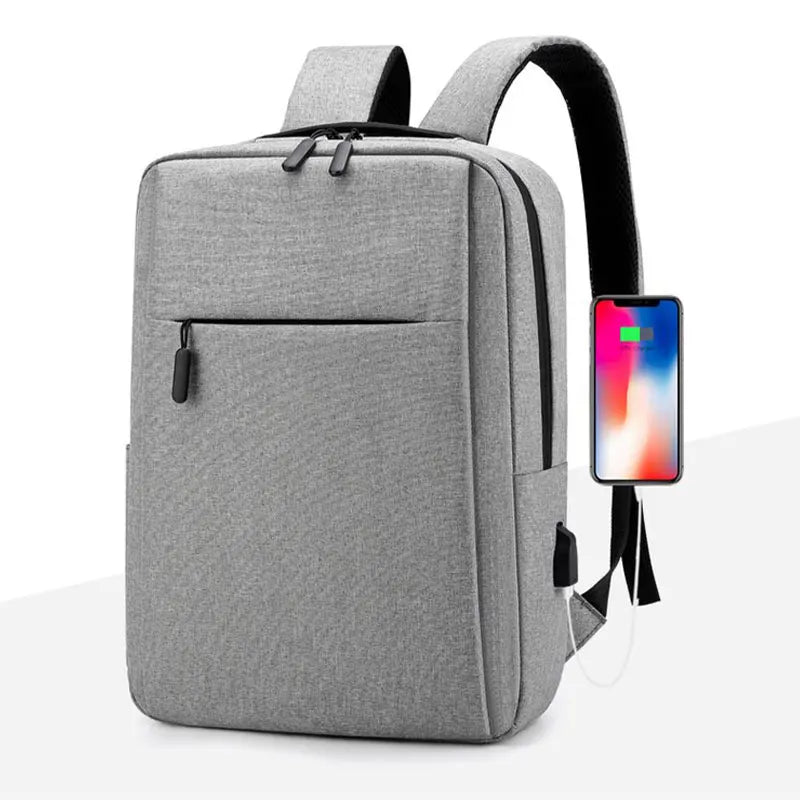 Rectangular Laptop Backpack with Front Pocket and Shoulder Straps