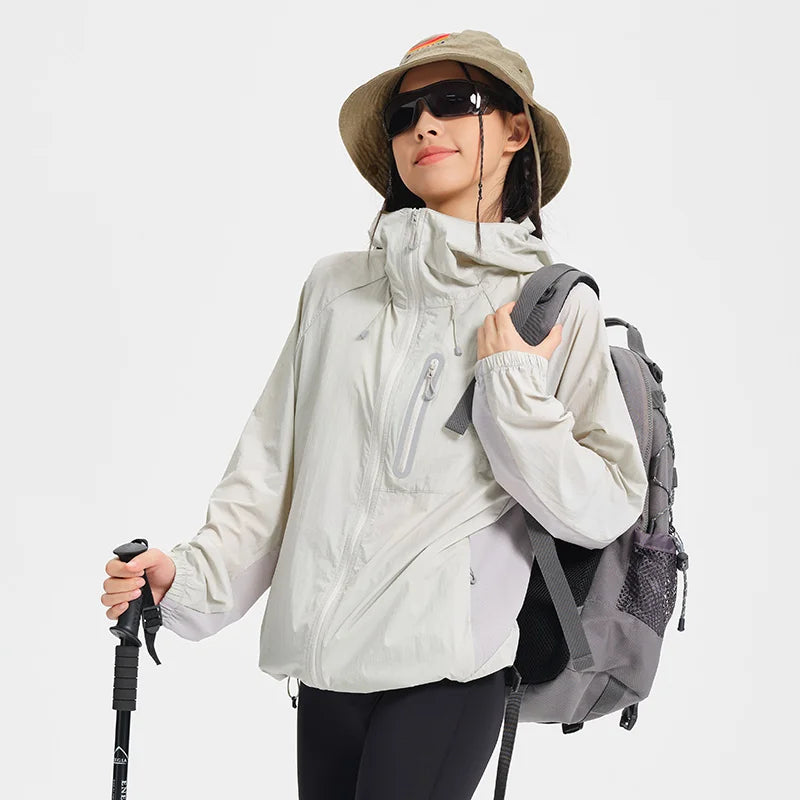 Women's Lightweight Hooded Hiking Jacket for Outdoor Layering
