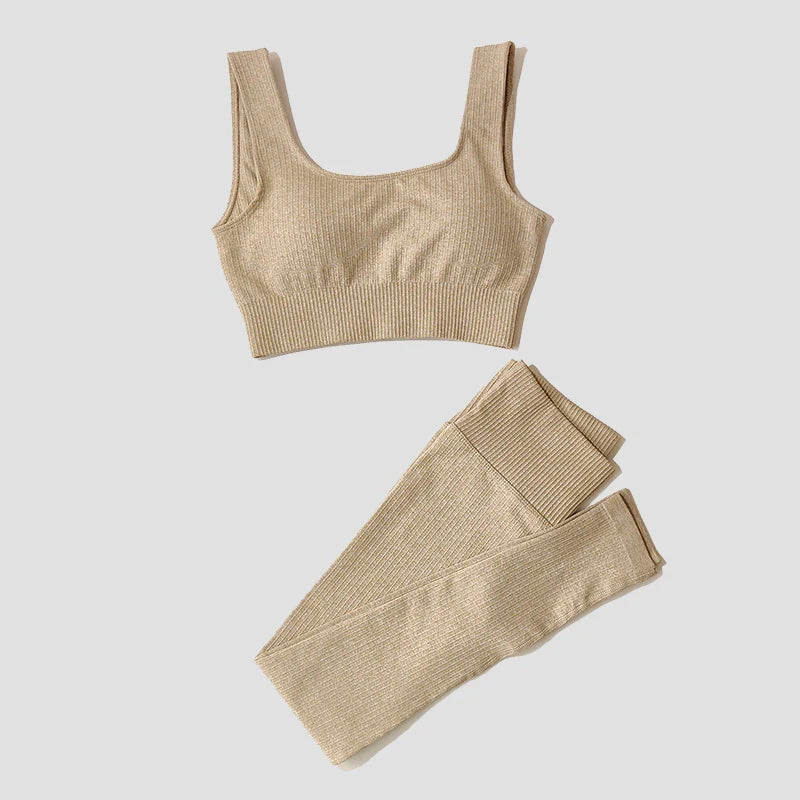 Women's Long Sleeve Crop Top And Leggings Yoga Set
