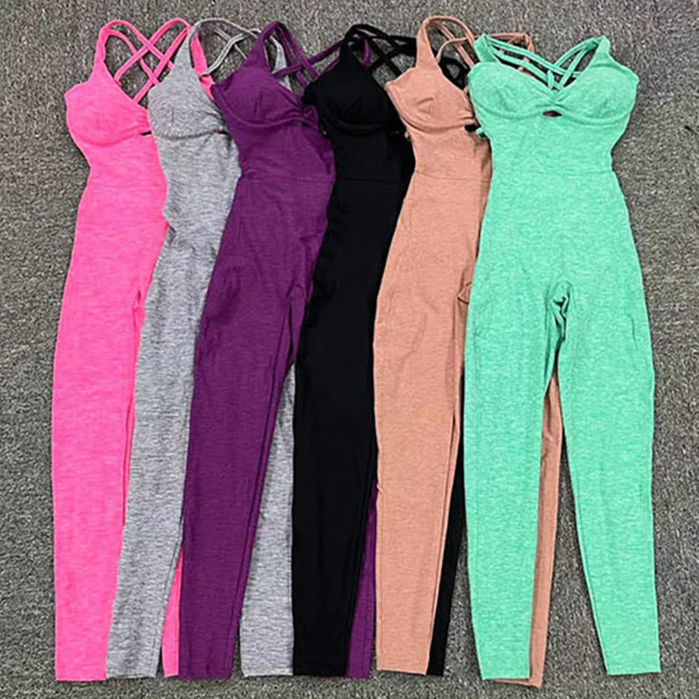 Women's Ribbed Nylon Blend Romper with Strappy Back and Keyhole Front