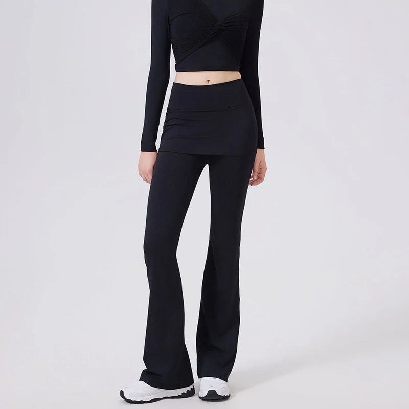 Women's Skirt Overlay Flared Leggings For Workout Outfits