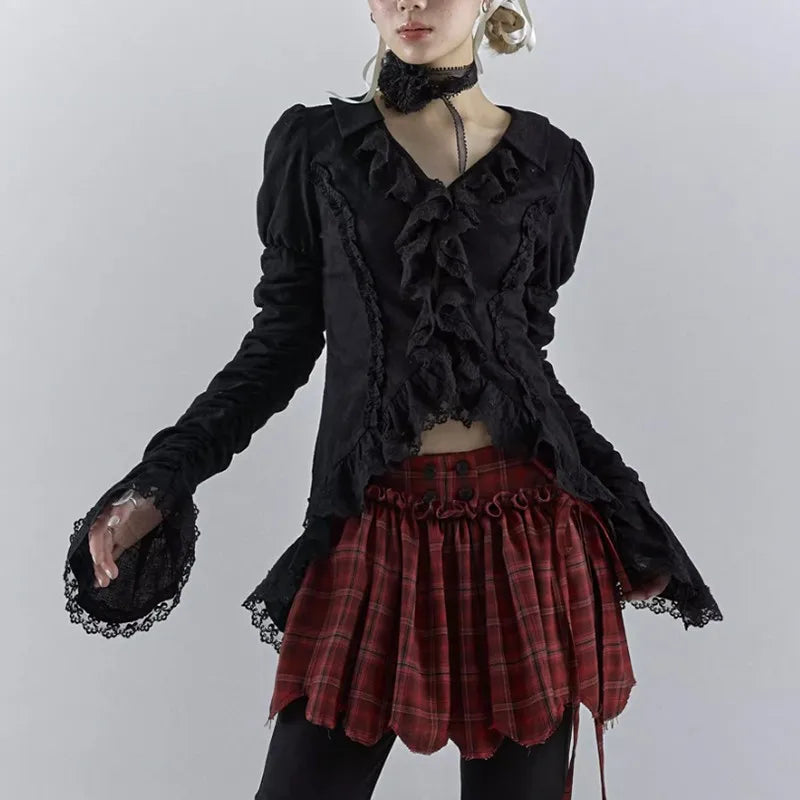 Women's Lace Detail Asymmetric Blouse