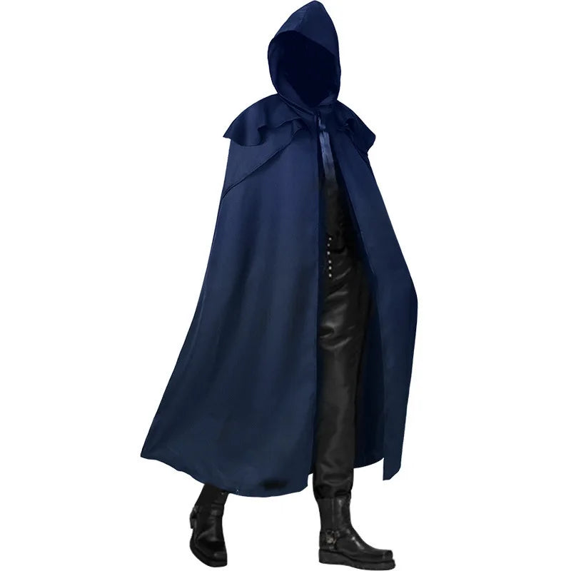 Long Hooded Tie Front Cape for Layering over Outfits