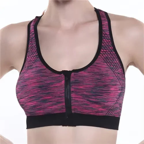 Women's Front Zip Racerback Space Dye Sports Bra