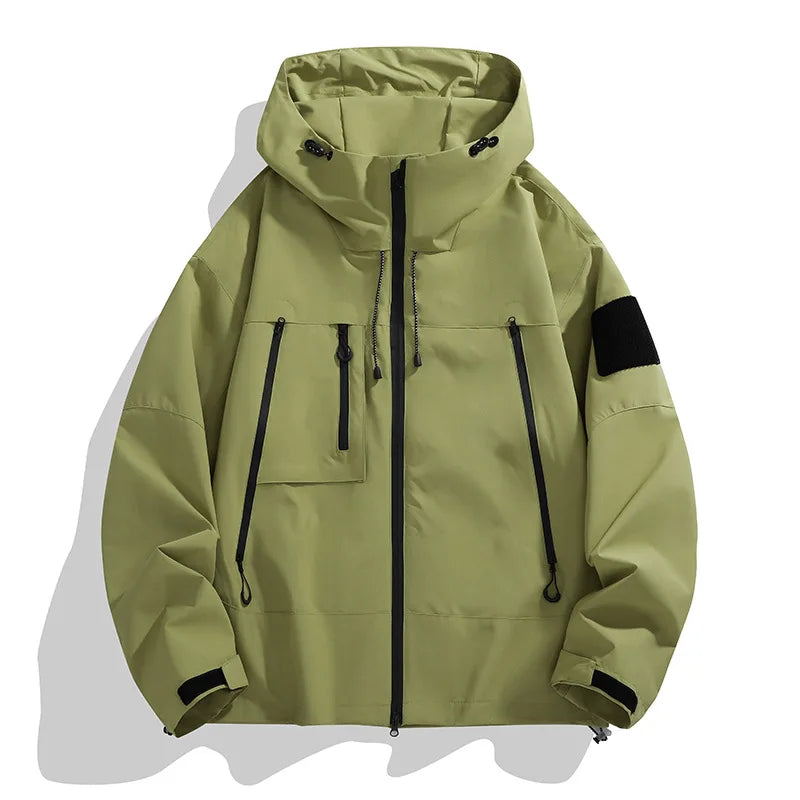 Hooded Long Sleeve Full Zip Outdoor Hiking Jacket with Pockets