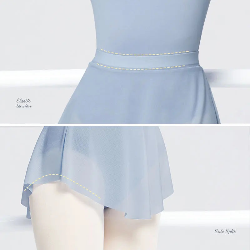 Women's Short Ballet Skirt with Side Split and Mesh Fabric Design