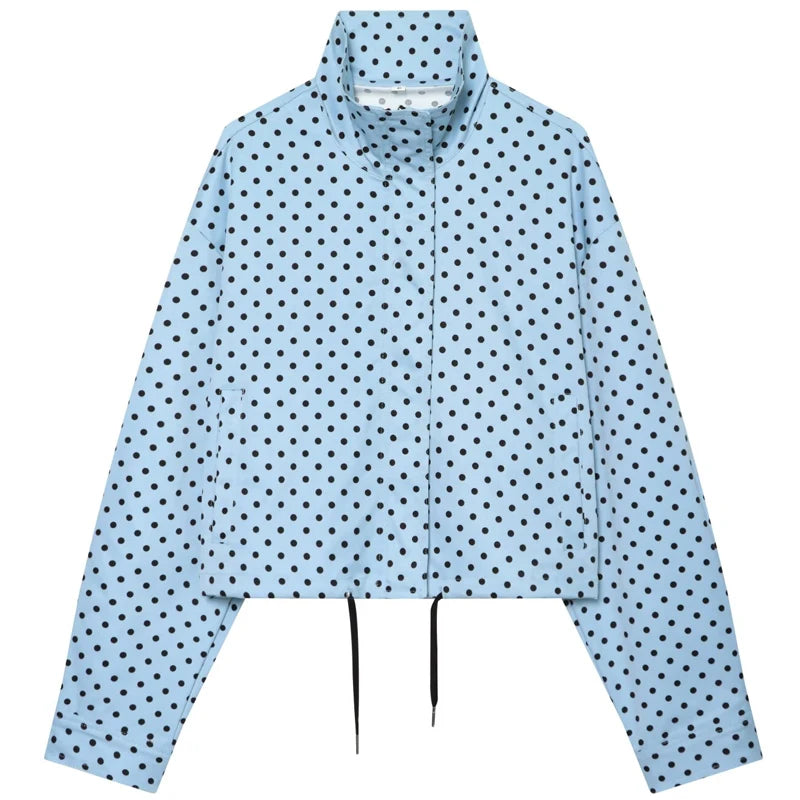 Women's Polka-Dot Zip-Front Bomber Jacket