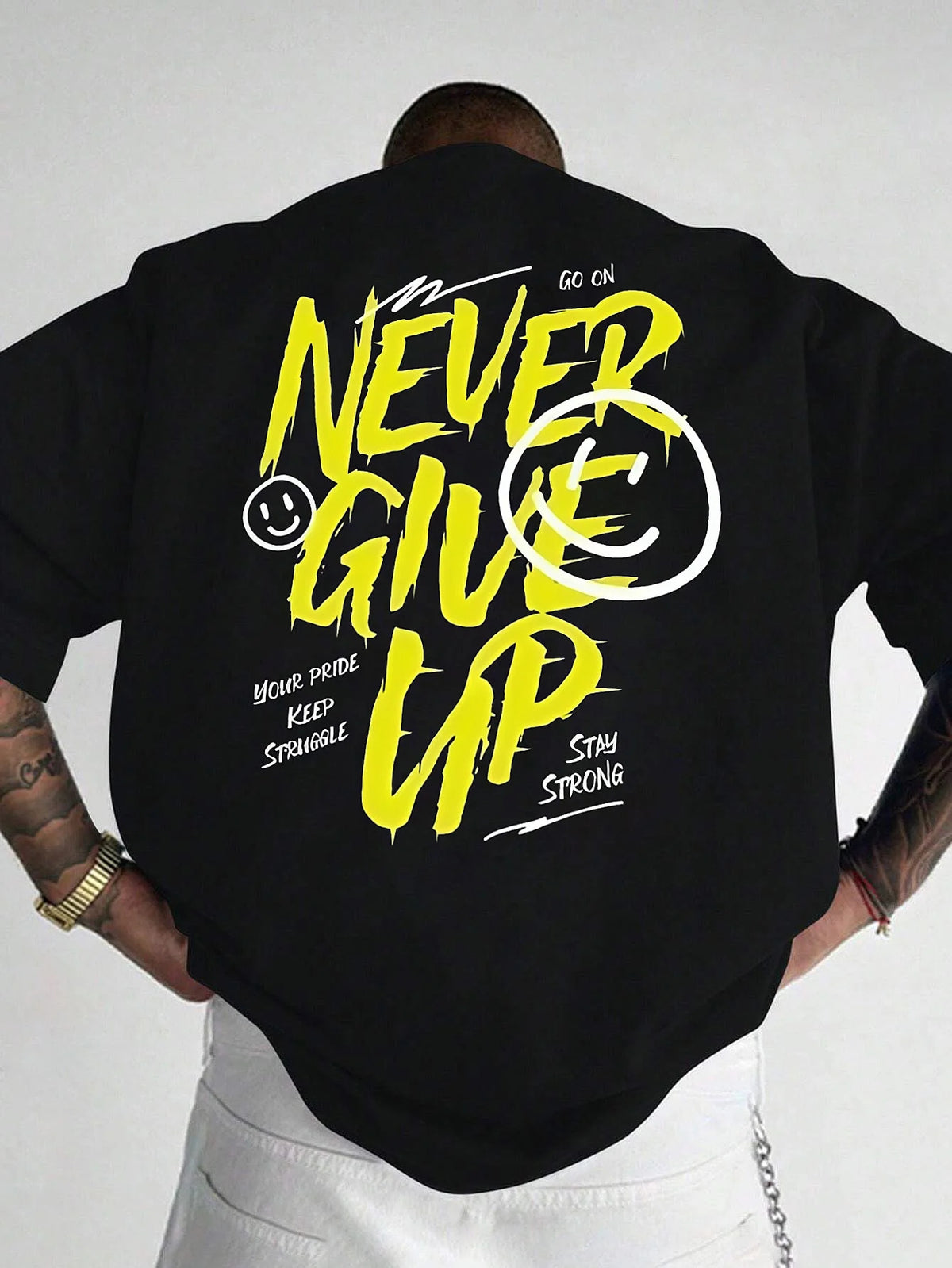 Never Give Up Cotton Short-Sleeve Graphic T-Shirt