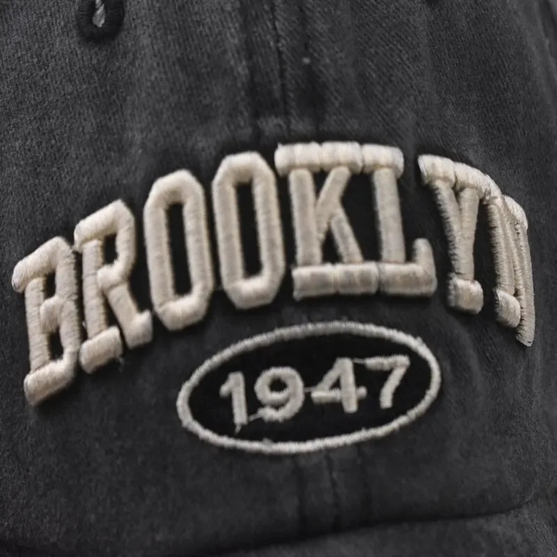 Letter Embroidered Washed Look Baseball Cap with Adjustable Back