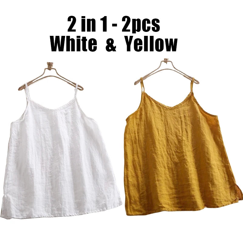 Women's Loose Polyester Camisole with Thin Straps and Single or Two Pack Options