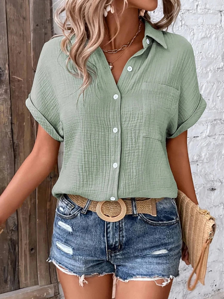 Women's Collared Short Sleeve Shirt