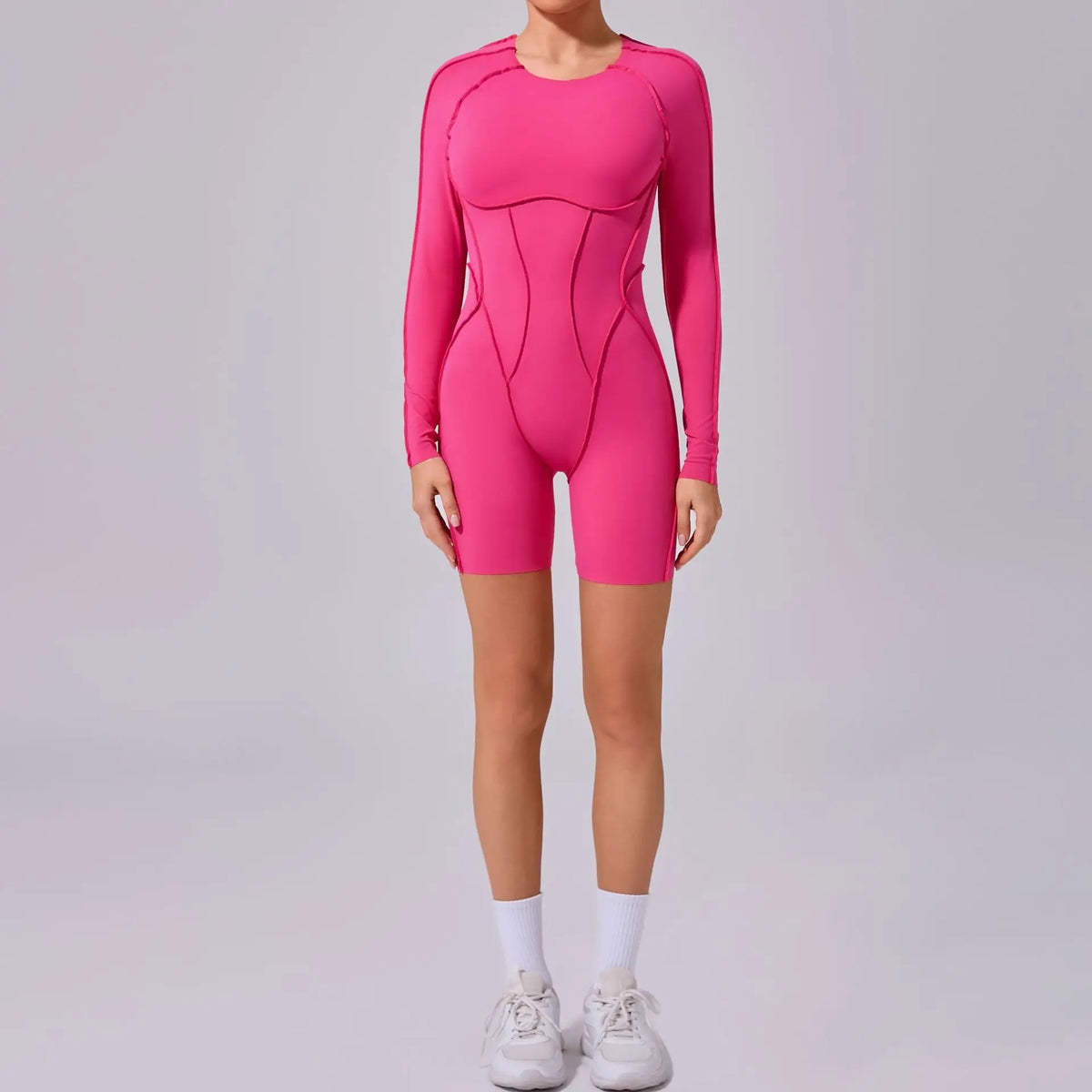 Women's Contoured Workout One Piece with Back Cutouts and Sleeve Length Options