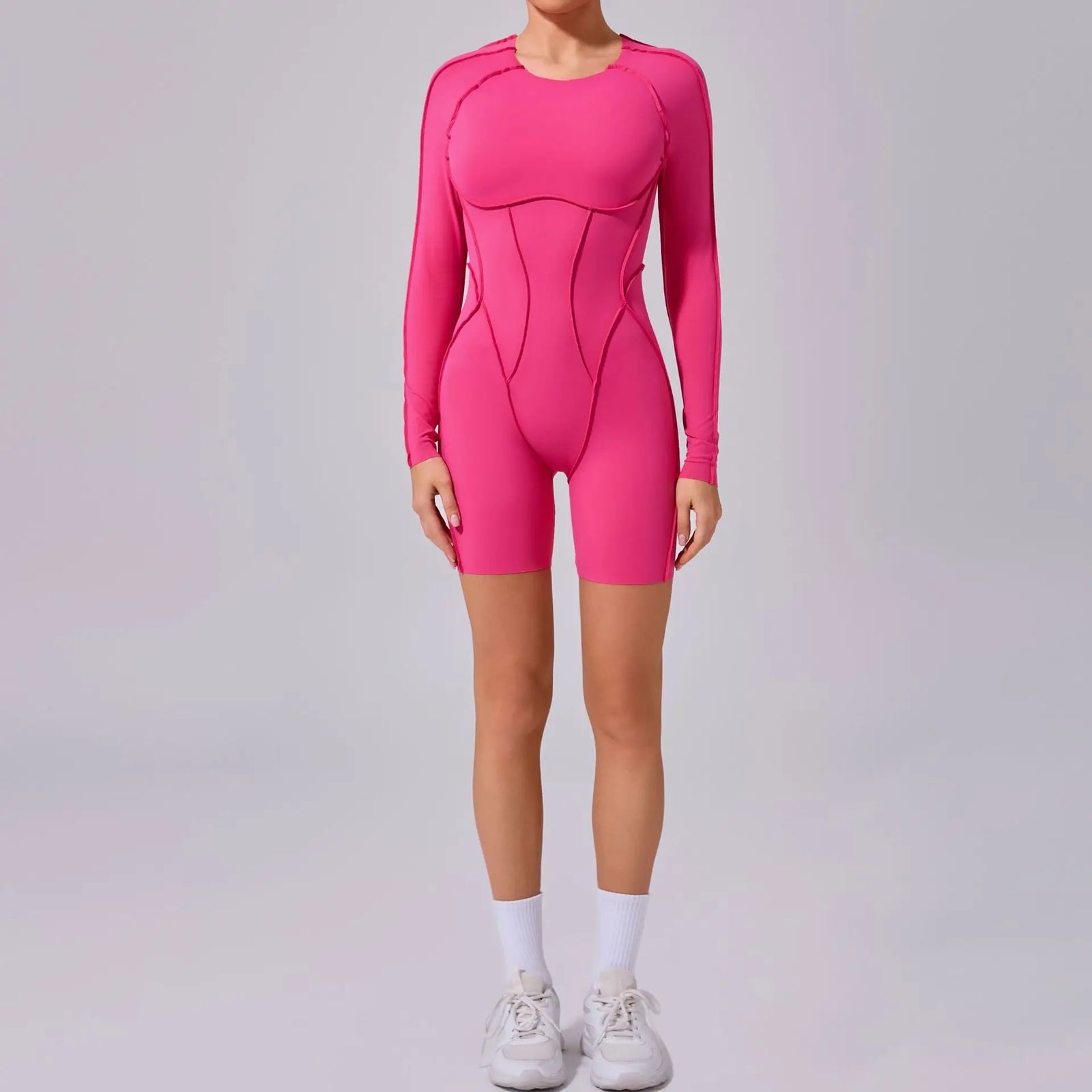 Women's Contoured Workout One Piece with Back Cutouts and Sleeve Length Options