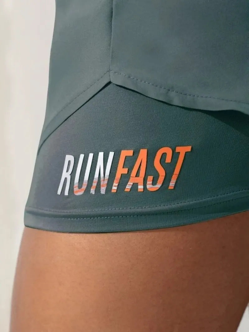 Women's Drawstring Double-Layer Running Shorts