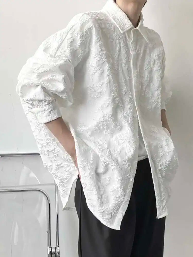 Women's Textured Stand Collar Loose Shirt