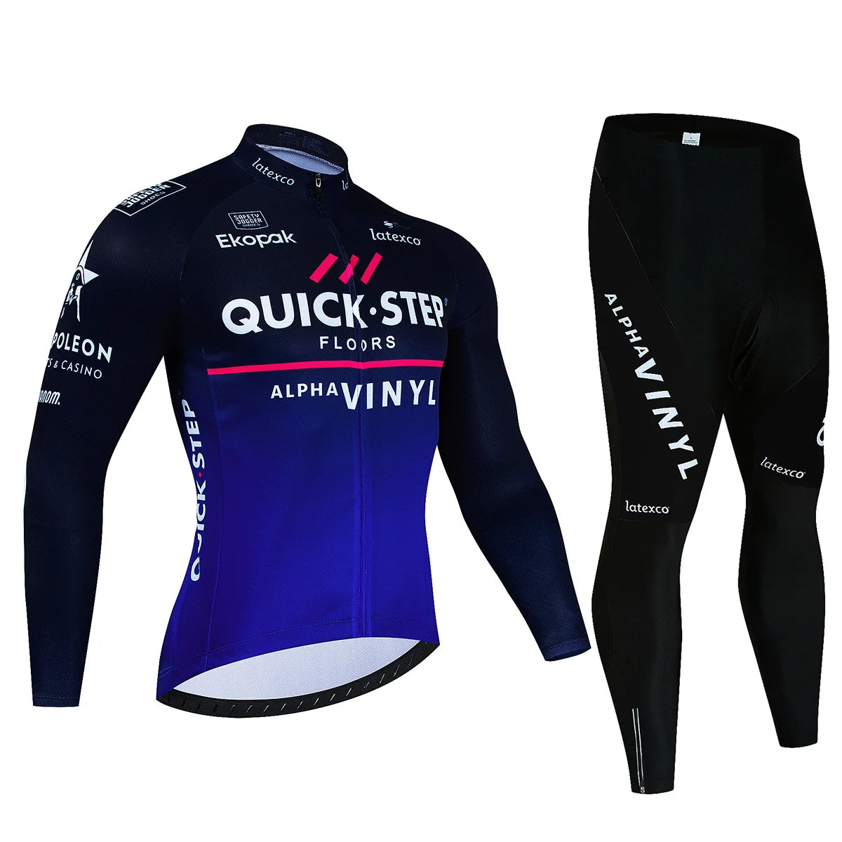 Men's Long Sleeve Fleece Cycling Jersey Set for Winter Bicycle Riding