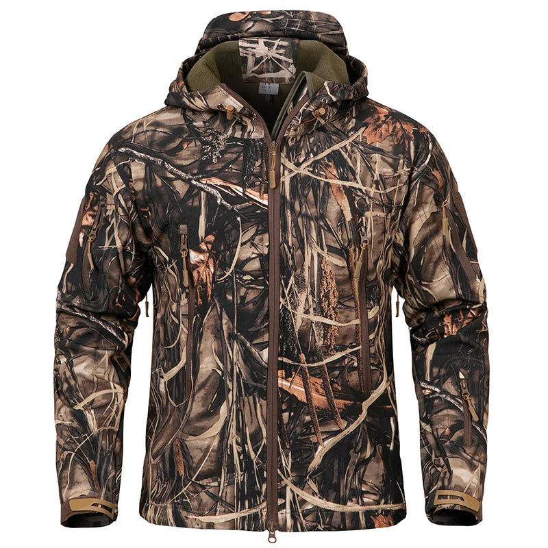 Men's Camouflage Hooded Fleece Softshell Jacket