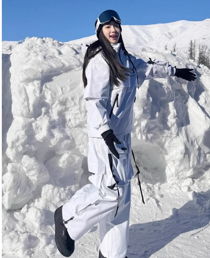 Hooded Ski Jacket and Pants Clothing Set with Style Options